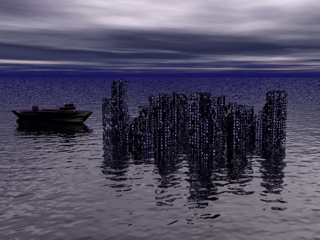 A render of a sunken city